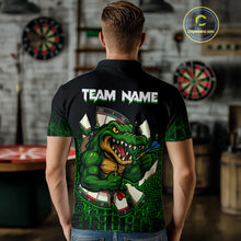 Load image into Gallery viewer, Black And Green Funny Alligator Darts Shirt For Men Custom Darts Jersey Team Polo &amp; 1/4 Zip TDM4877