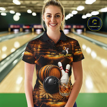 Load image into Gallery viewer, Personalized Vintage Bourbon Bowling Shirt For Women, Funny Bowling Jersey Team Polo &amp; 1/4 Zip TDM6420