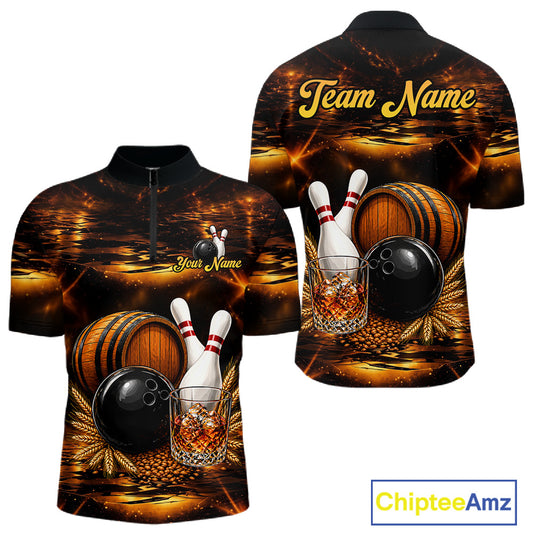 Personalized Vintage Bourbon Bowling Shirt For Men, Funny Bowling Jersey Team Polo & 1/4 Zip TDM6420