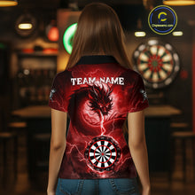 Load image into Gallery viewer, Red Dartboard Lightning Dragon Womens Darts Shirt Custom Darts Jersey Team Polo &amp; 1/4 Zip TDM5118