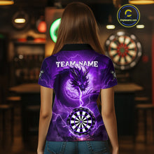 Load image into Gallery viewer, Purple Dartboard Lightning Dragon Womens Darts Shirt Custom Darts Jersey Team Polo &amp; 1/4 Zip TDM5119