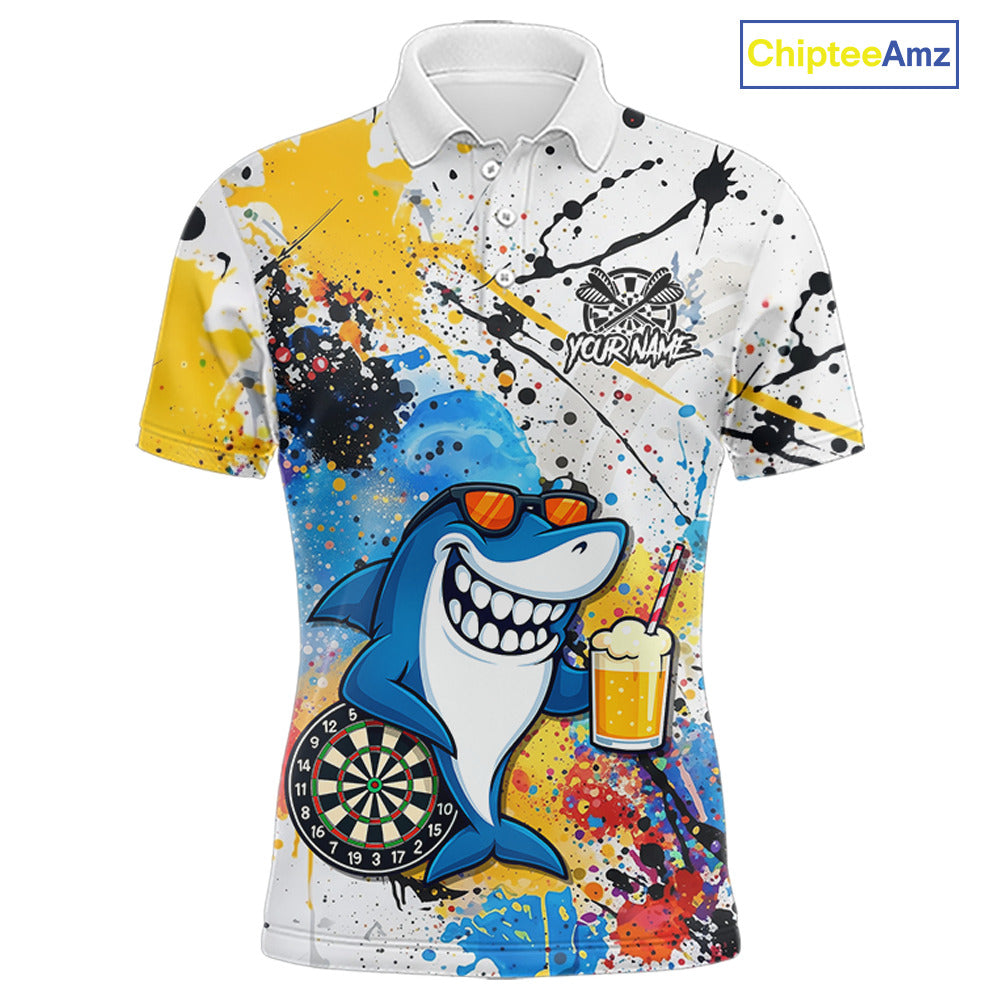 Personalized Funny Shark Colorful Darts Shirt For Men Custom Darts Jersey Team Polo & Quarter Zip TDM5839