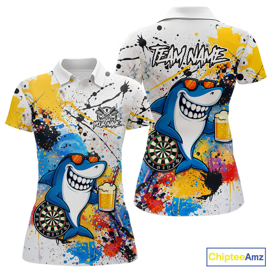 Personalized Funny Shark Colorful Darts Shirt For Women Custom Darts Jersey Team Polo & Quarter Zip TDM5839