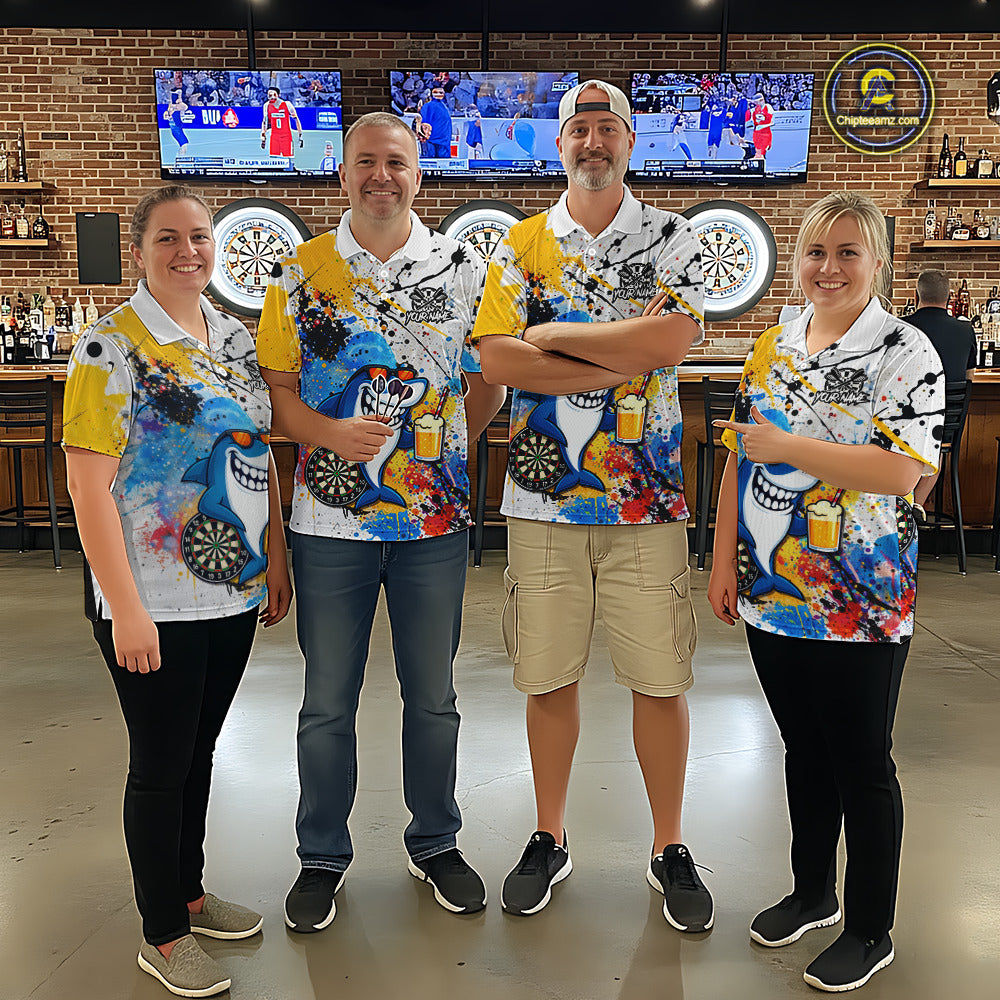 Personalized Funny Shark Colorful Darts Shirt For Men Custom Darts Jersey Team Polo & Quarter Zip TDM5839