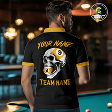 Load image into Gallery viewer, Personalized 9 Ball Skull Argyle Pattern Men's Billiard Shirts, 9 Ball Team Shirts Billiard Jersey TDM5137