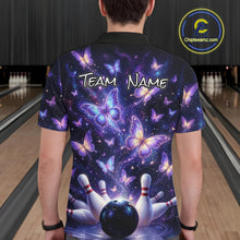 Load image into Gallery viewer, Custom Purple Butterfly Bowling Shirt For Men, Glowing Bowling Team Jersey Polo &amp; 1/4 Zip TDM6225