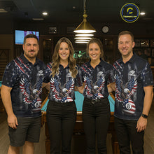 Load image into Gallery viewer, Grunge American Flag Eagle Patriotic Billiard Shirt For Women Custom 8 Ball Pool Team Jersey TDM5379