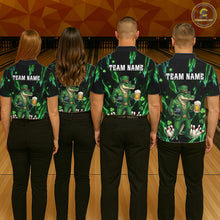 Load image into Gallery viewer, Custom Green St Patricks Alligator Bowling Shirt For Men, Lucky Bowling Team Jersey Polo &amp; 1/4 Zip TDM6266