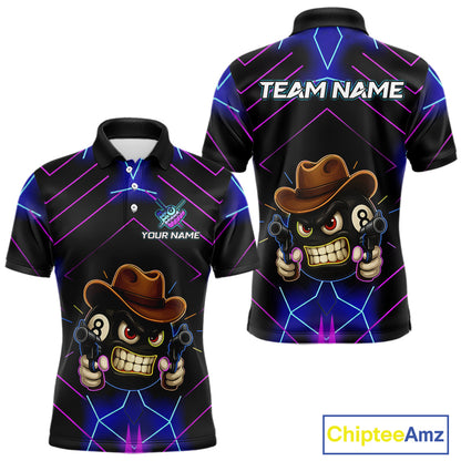 Funny Neon 8 Ball Pool Billiard Shirt For Men Custom Billiard Team Jersey Polo & 1/4 Zip TDM5405