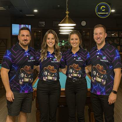 Funny Neon 8 Ball Pool Billiard Shirt For Men Custom Billiard Team Jersey Polo & 1/4 Zip TDM5405