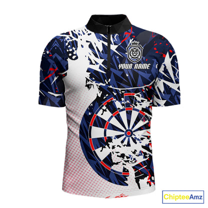 Personalized Paint Splash Darts Shirt For Men Custom Darts Jersey Team Polo & 1/4 Zip |Red TDM6063