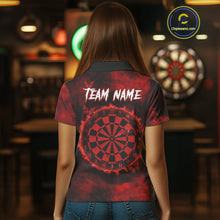 Load image into Gallery viewer, Black And Red Grunge Skull Butterflies Darts Shirt For Women Custom Darts Jersey Team Polo &amp; 1/4 Zip TDM4992