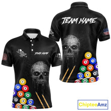 Load image into Gallery viewer, Personalized Grunge Skull Billiard Shirt For Men Custom Pool Team Jersey Polo &amp; 1/4 Zip TDM5920