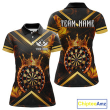 Load image into Gallery viewer, Black And Gold Dartboard Crown Darts Shirt For Women Custom Dart Jerseys Team Polo &amp; 1/4 Zip TDM5278