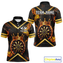 Load image into Gallery viewer, Black And Gold Dartboard Crown Darts Shirt For Men Custom Dart Jerseys Team Polo &amp; 1/4 Zip TDM5278