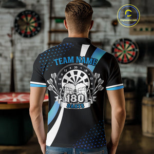Funny Black And Blue 180 Darts Shirt For Men Custom Dartboard Jersey Team Polo & Quarter Zip TDM5088