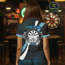 Load image into Gallery viewer, Funny Black And Blue 180 Darts Shirt For Women Custom Dartboard Jersey Team Polo &amp; Quarter Zip TDM5088
