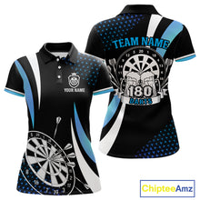 Load image into Gallery viewer, Funny Black And Blue 180 Darts Shirt For Women Custom Dartboard Jersey Team Polo &amp; Quarter Zip TDM5088