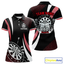 Load image into Gallery viewer, Funny Black And Red 180 Darts Shirt For Women Custom Dartboard Jersey Team Polo &amp; Quarter Zip TDM5089