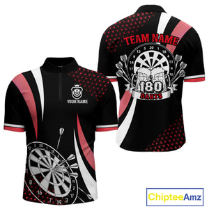 Funny Black And Red 180 Darts Shirt For Men Custom Dartboard Jersey Team Polo & Quarter Zip TDM5089