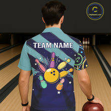 Load image into Gallery viewer, Personalized Funny Neon Bowling Hawaiian Shirt For Women Custom Retro Bowling Team Jersey |Teal TDM6187
