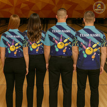 Load image into Gallery viewer, Personalized Funny Neon Bowing Shirt For Men, Retro Bowling Team Jersey Polo &amp; 1/4 Zip | Teal TDM6187