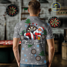 Load image into Gallery viewer, Funny Santa And Beer Christmas Darts Polo &amp; 1/4 Zip For Men Custom Xmas Darts Shirt, Darts Gift TDM4911
