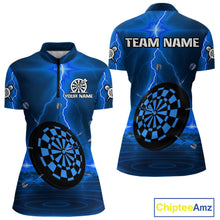 Load image into Gallery viewer, Personalized Dartboard Thunder Lightning Blue Darts Shirt For Women Custom Glowing Darts Team Jersey TDM4920