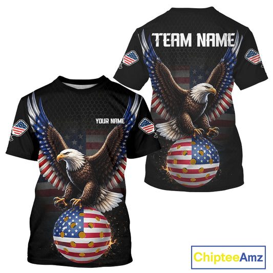USA Flag 250th Anniversary Eagle Pickleball Shirt For Men Patriotic Pickleball Apparel