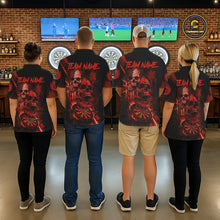 Load image into Gallery viewer, Custom Red Smokes Grunge Skull Women Darts Polo Shirt US Flag Skull Dart League Jerseys NYN2123
