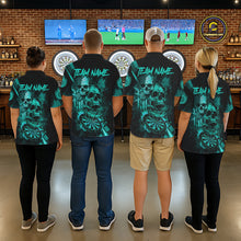 Load image into Gallery viewer, Custom Turquoise Smokes Grunge Skull Women Darts Polo Shirt US Flag Skull Dart League Jerseys NYN2125