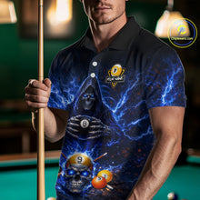 Load image into Gallery viewer, Blue Flames Grim Reaper Pool 8 Ball &amp; 9 Ball Billiard Shirt For Men Custom Billiard Team Jerseys NYN2630