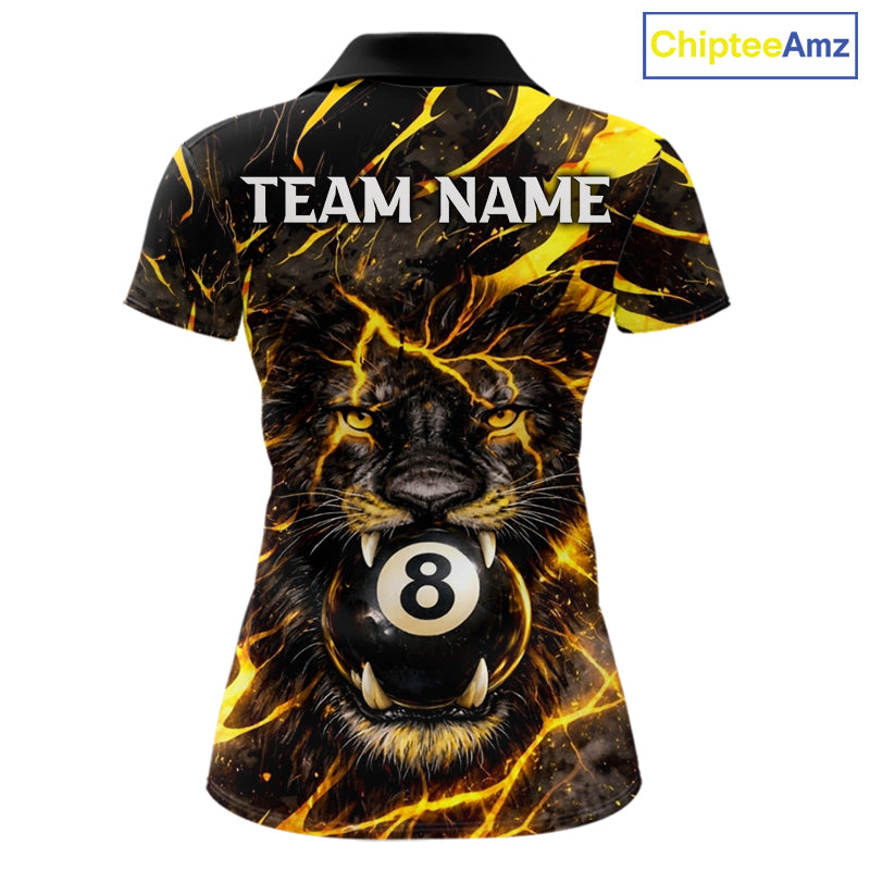 Black And Yellow Tiger Crown 8 Ball Pool Billiard Shirt For Women Personalized Billiard Team Apparel NYN2632