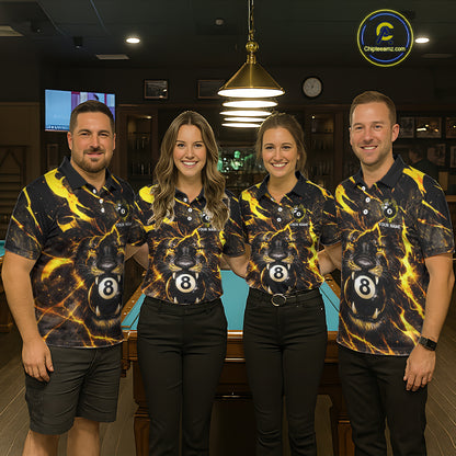 Black And Yellow Tiger Crown 8 Ball Pool Billiard Shirt For Men Personalized Billiard Team Apparel NYN2632