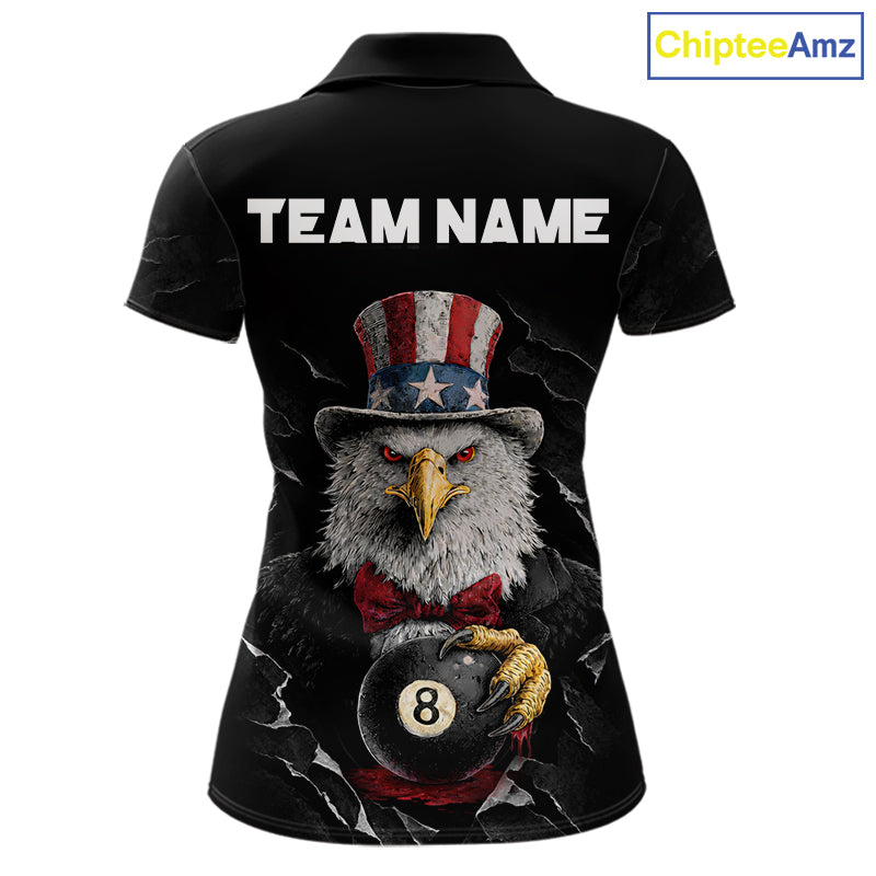 Red Dripping Patriotic Funny Eagle 8 Ball Women Billiard Pool Shirt Personalized Billiard Team Jerseys NYN2772