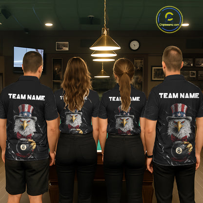 Red Dripping Patriotic Funny Eagle 8 Ball Men Billiard Pool Shirt Personalized Billiard Team Jerseys NYN2772