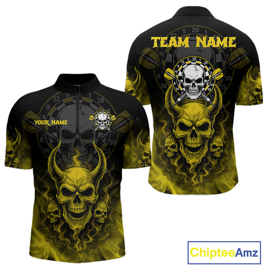 Yellow Smokes Skulls Dart Arrows Custom Dart Shirts For Men, Dart Team Jerseys NYN0086
