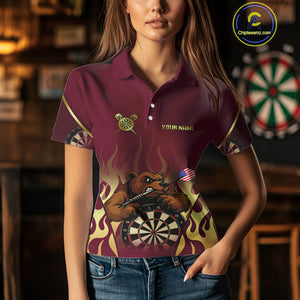 US Flag Dart Arrow Custom Brown Bear Dart Shirt For Women, Dart Team Jerseys NYN0091