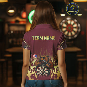 US Flag Dart Arrow Custom Brown Bear Dart Shirt For Women, Dart Team Jerseys NYN0091