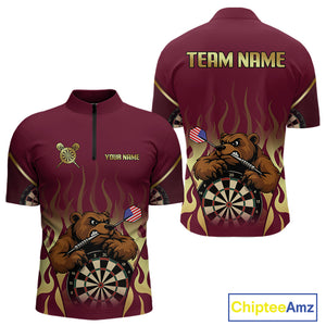 US Flag Dart Arrow Custom Brown Bear Dart Shirt For Men, Dart Team Jerseys NYN0091