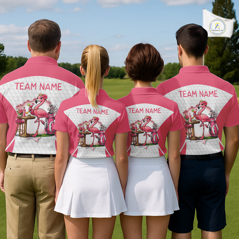 Mens Funny Golf Shirts Pub Flamingo Golf Clothing Custom Golf Team Polo, Golf Upf Shirts NYN2997