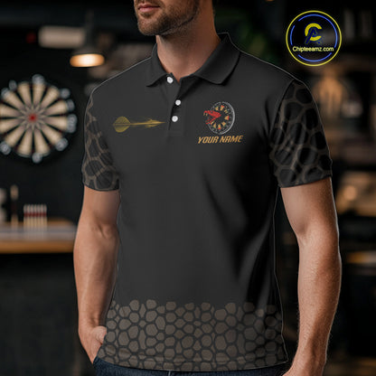 Dark Brown Cobra & Dart Arrow Men's Darts Shirt - Custom Name For Darts Jersey NYN0443