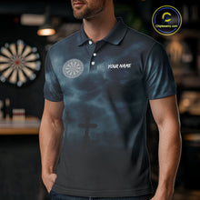 Load image into Gallery viewer, Skeleton And Dartboard Custom Blue Polo Darts Shirt For Men - Darts Team Jersey NYN0698