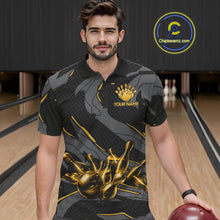 Load image into Gallery viewer, Male bowler wearing grey yellow bowling jersey during USBC tournament, premium athletic apparel representing confidence, leadership and focus.