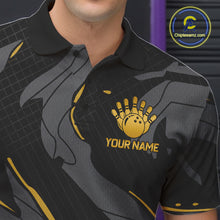 Load image into Gallery viewer, Male bowler wearing grey yellow bowling jersey during USBC tournament, premium athletic apparel representing confidence, leadership and focus.