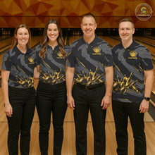 Load image into Gallery viewer, Bowling team wearing matching grey yellow lightning jerseys during tournament finals, representing unity, teamwork, energy and championship success.