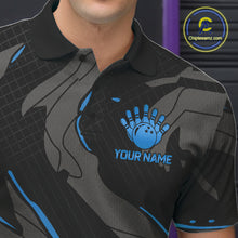 Load image into Gallery viewer, Male bowler wearing grey blue lightning bowling jersey during championship tournament, premium sportswear representing confidence, intelligence and determination.
