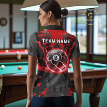 Load image into Gallery viewer, Black And Red Crack 8 Ball Pool Billiard Apparel For Women Custom Billiard Team Shirt Designs NYN2406