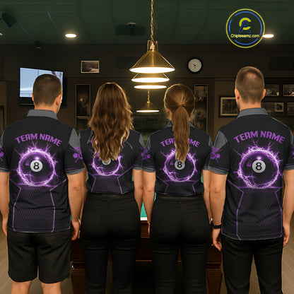 Thunder Purple 8 Ball Pool Men Billiard Polo & 1/4-Zip Jersey Custom Billiard Shirt Designs NYN2410