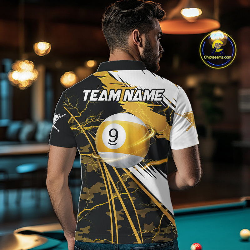 Lightning Yellow Billiard 8 Ball & 9 Ball Pool Shirt For Men Custom Camo Billiard Team Jersey NYN3424
